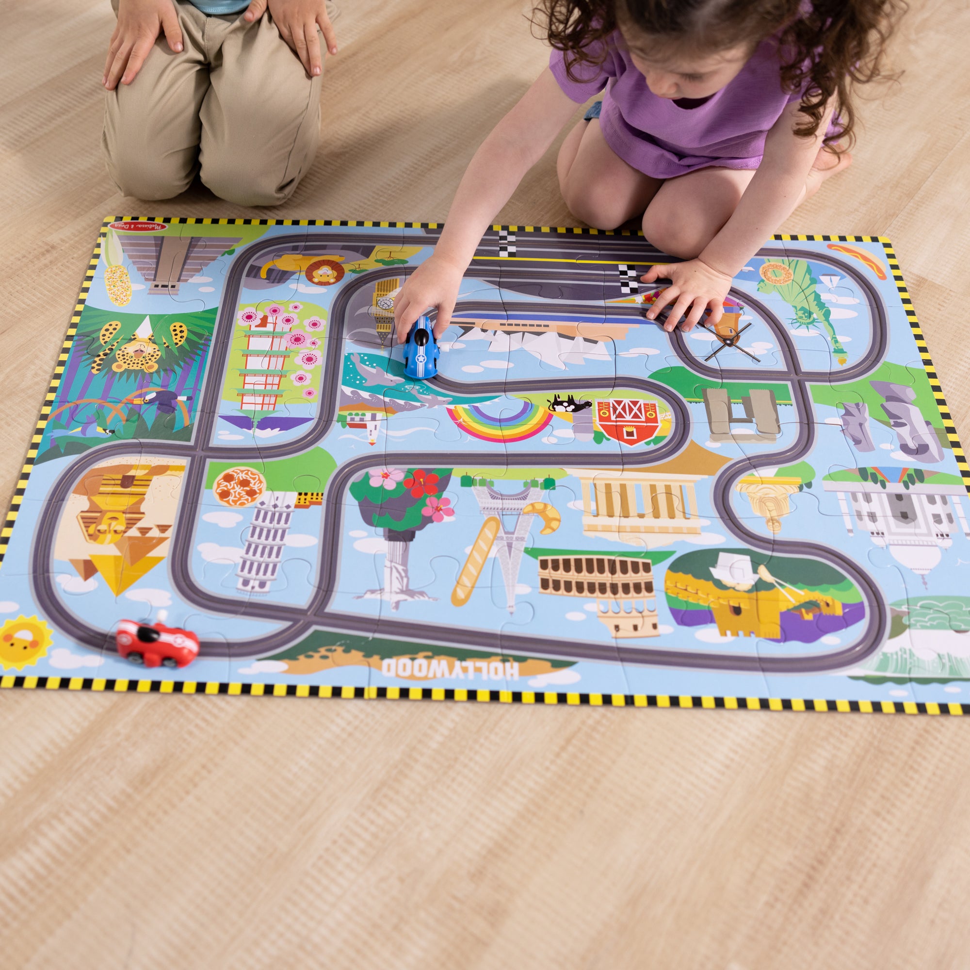 Race Around the World Tracks Floor Puzzle - 48 Pieces - Image 16
