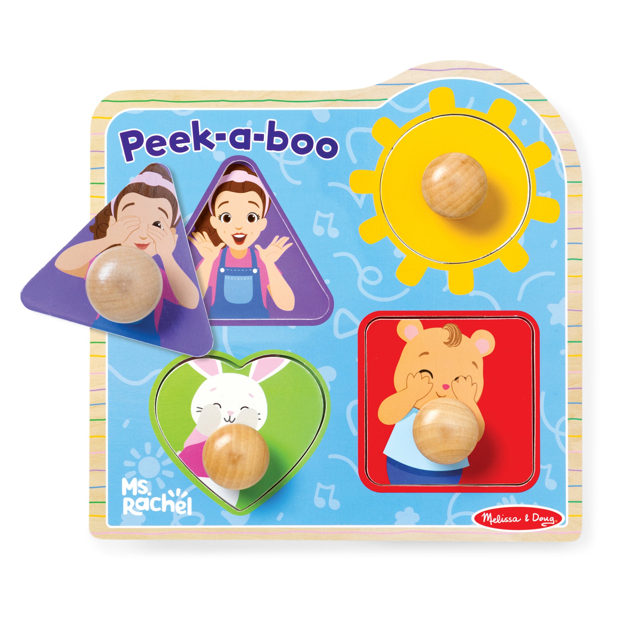 Ms. Rachel? Wooden Peek-a-Boo Jumbo Peg Puzzle ?C 4 Pieces - Image 4