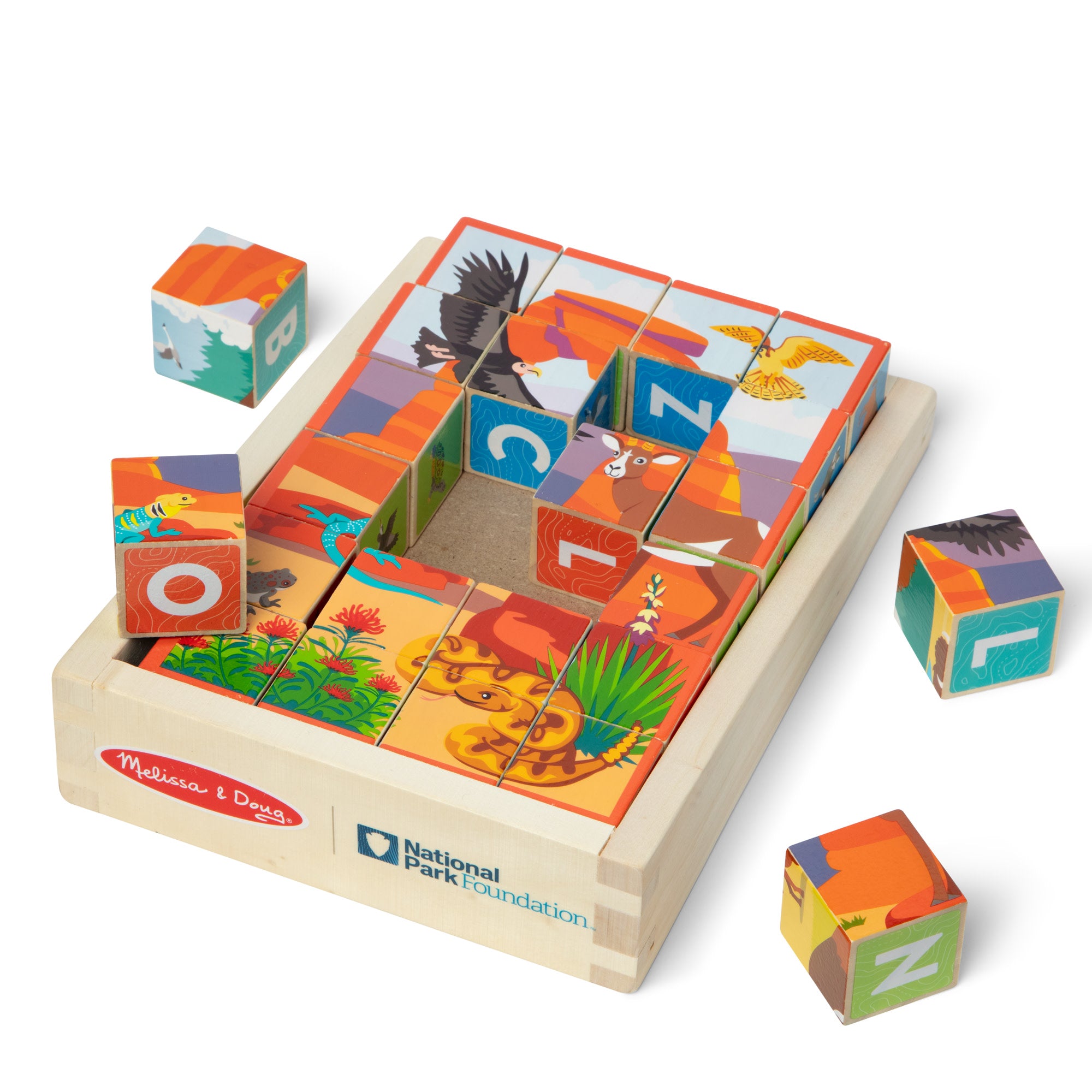National Parks Alphabet & Animals Cube Puzzle ?C 24 Wooden Block Pieces - Image 8