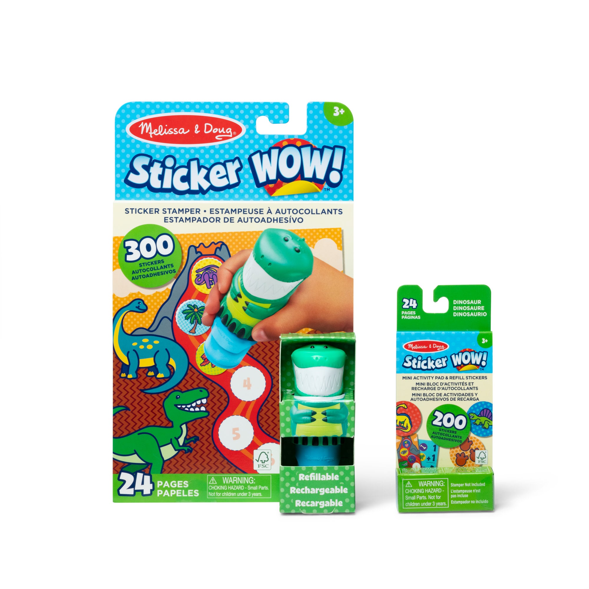 Sticker WOW!? Dinosaur Bundle: Activity Pad & Sticker Stamper + Mini Activity Pad and 200 Refill Stickers