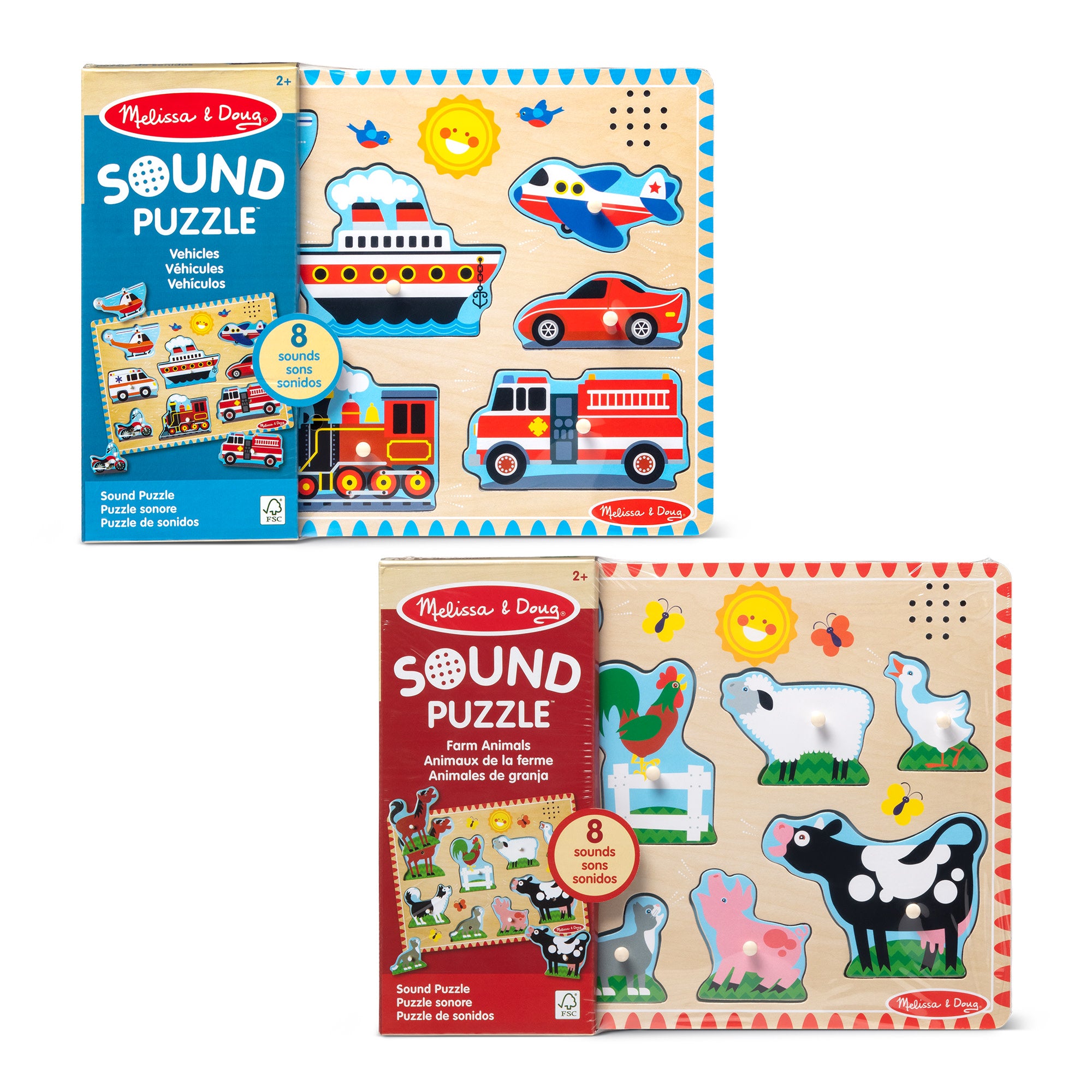 Wooden Sound Puzzle 2-Pack ?C Farm Animals. Vehicles - Image 3