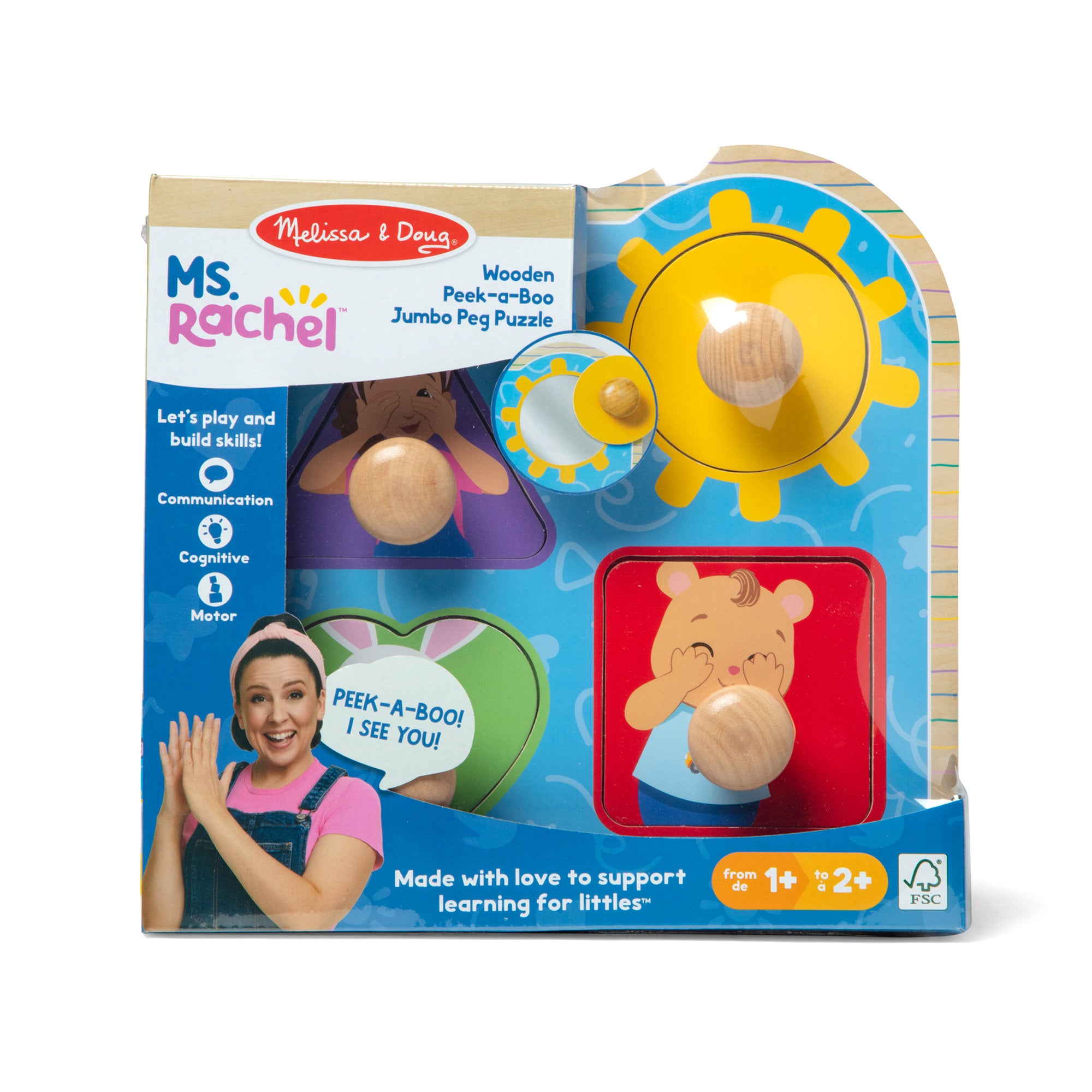 Ms. Rachel? Wooden Peek-a-Boo Jumbo Peg Puzzle ?C 4 Pieces - Image 3