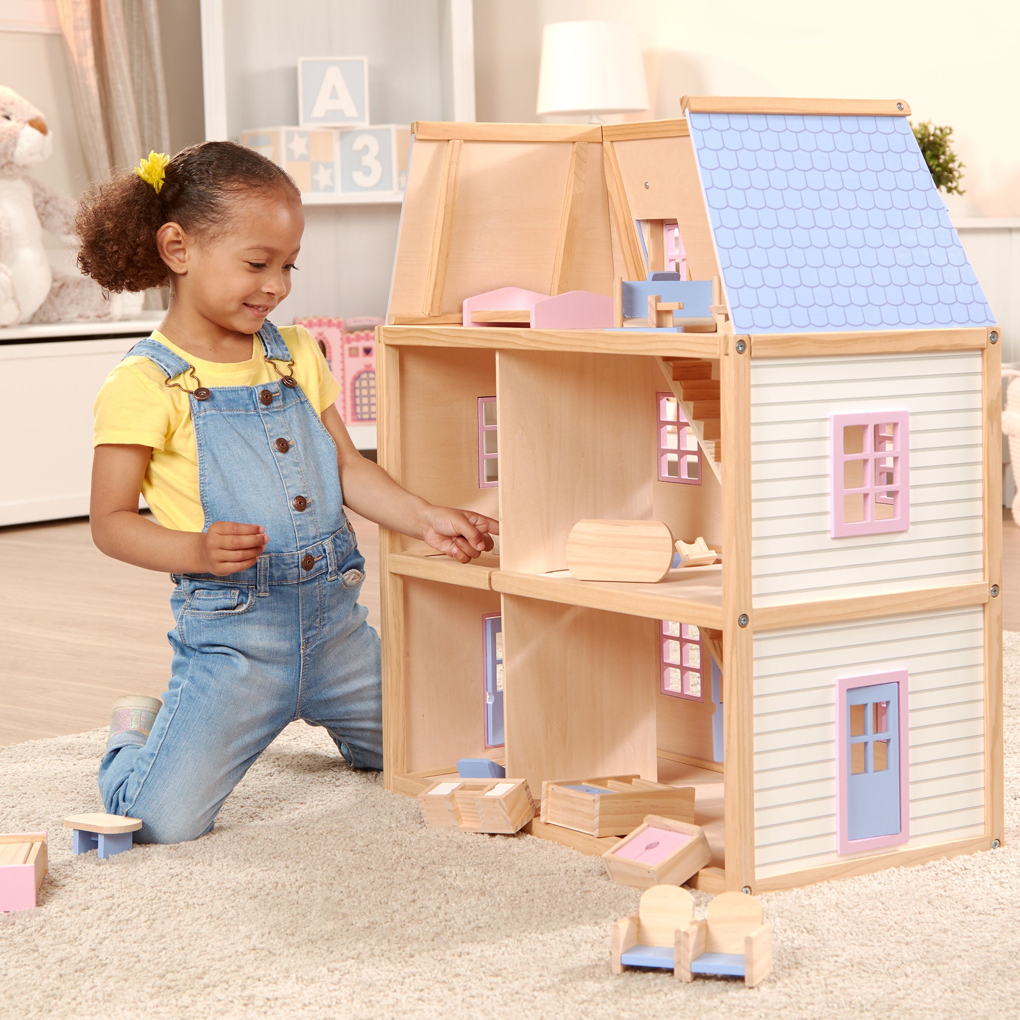 Wooden Multi-Level Dollhouse - Image 2