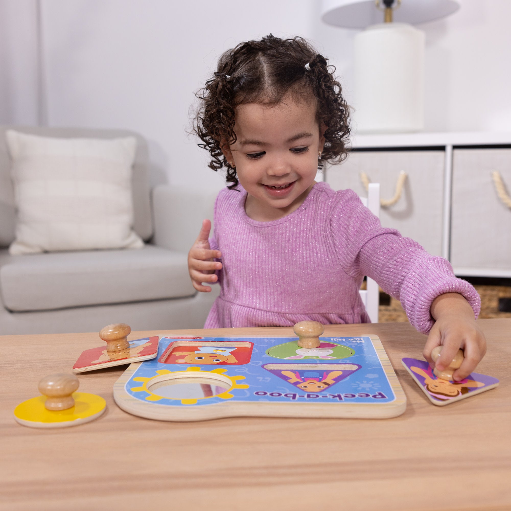 Ms. Rachel? Wooden Peek-a-Boo Jumbo Peg Puzzle ?C 4 Pieces - Image 6