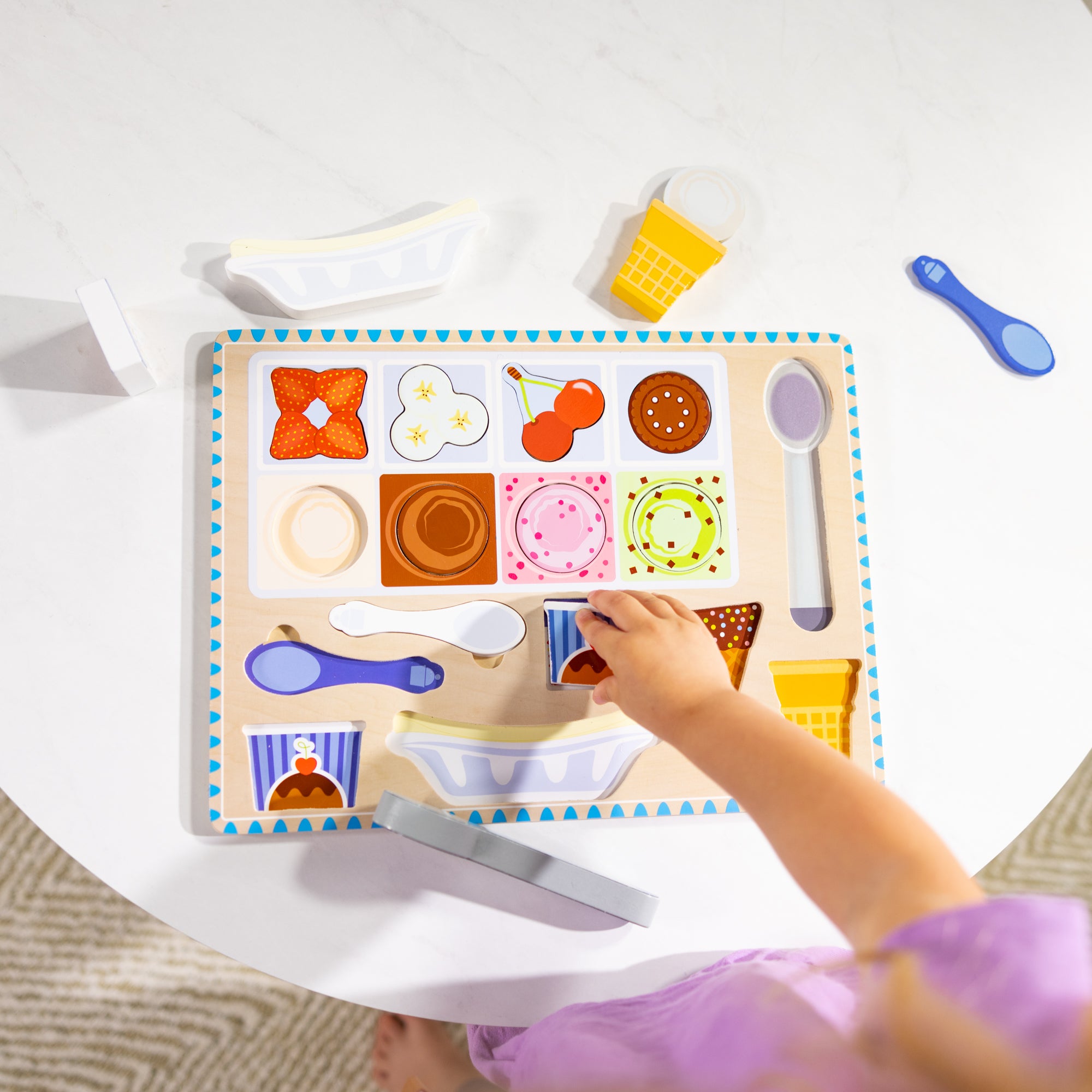Wooden Magnetic Ice Cream Puzzle & Play Set - 16 Pieces - Image 2