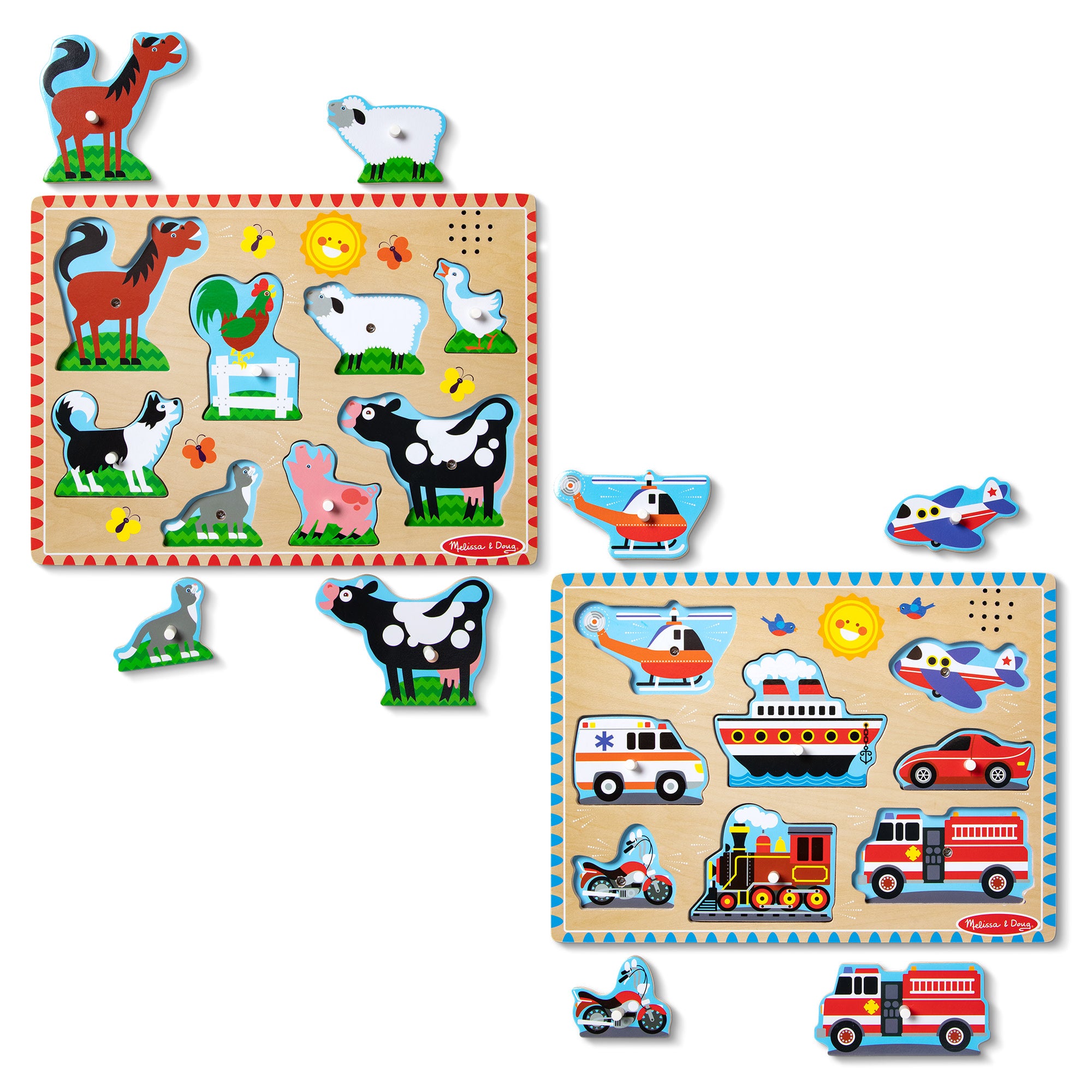 Wooden Sound Puzzle 2-Pack ?C Farm Animals. Vehicles - Image 5