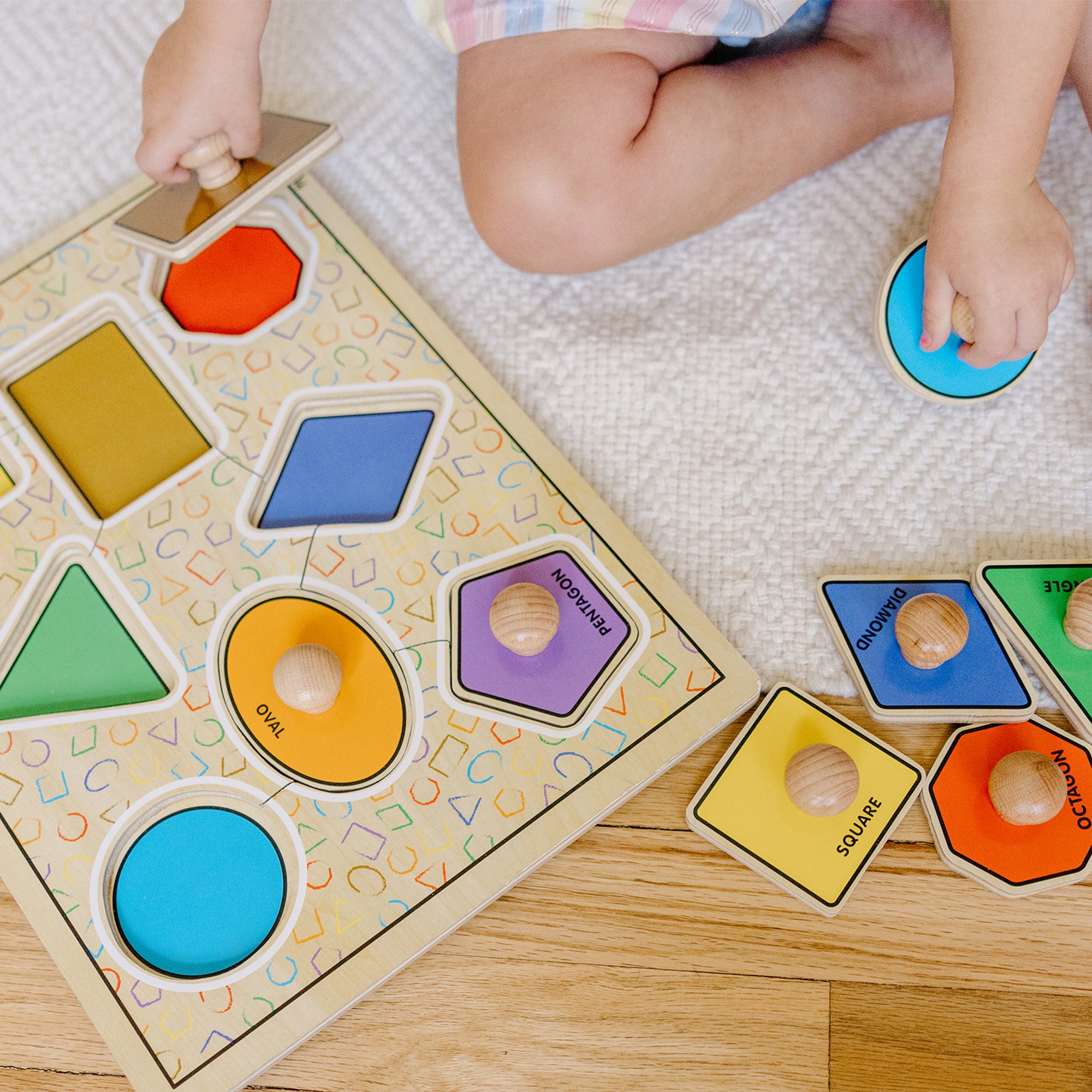 Geometric Shapes Deluxe Jumbo Peg Puzzle - 8 Pieces - Image 2