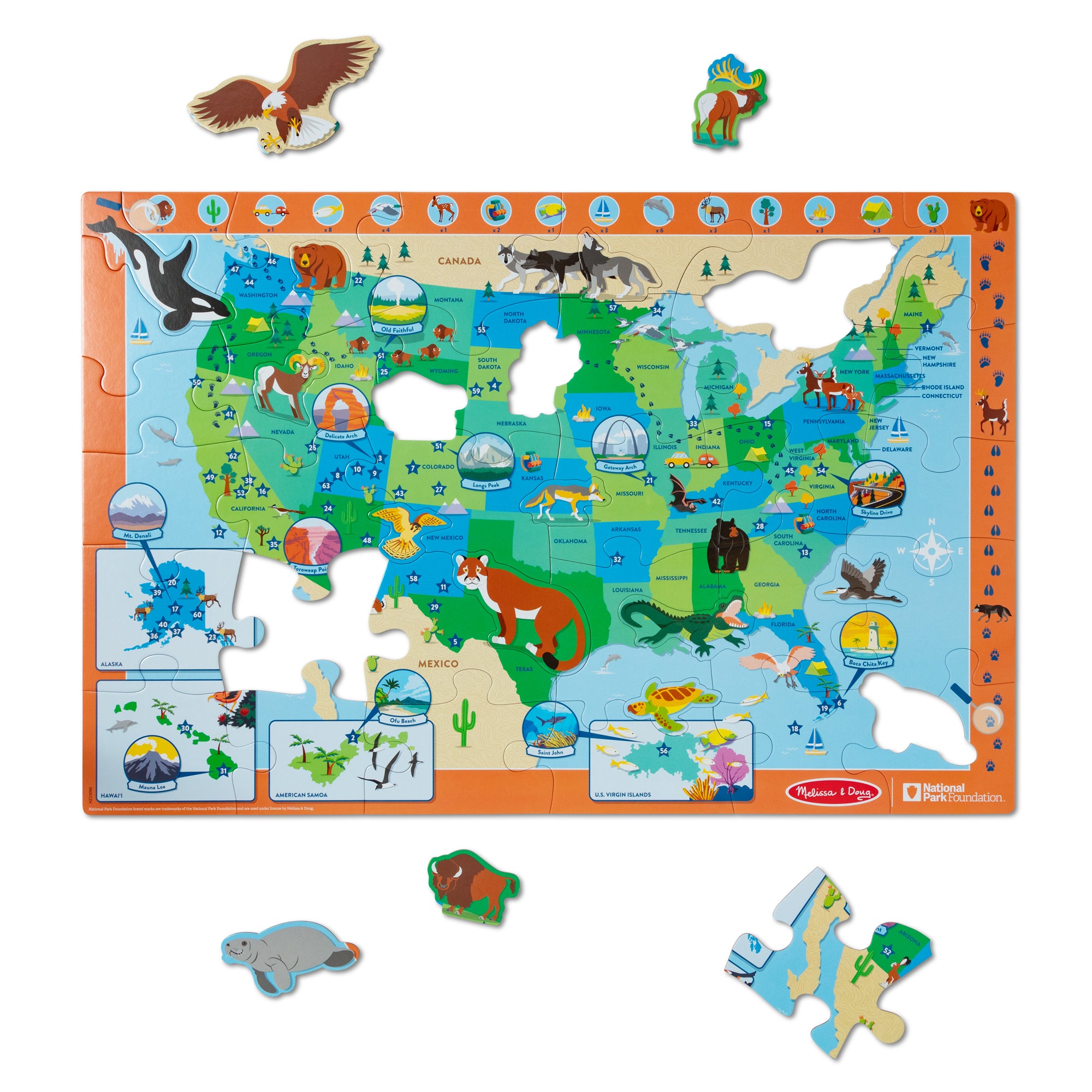 National Parks U.S.A. Map Floor Puzzle ?C 45 Pieces