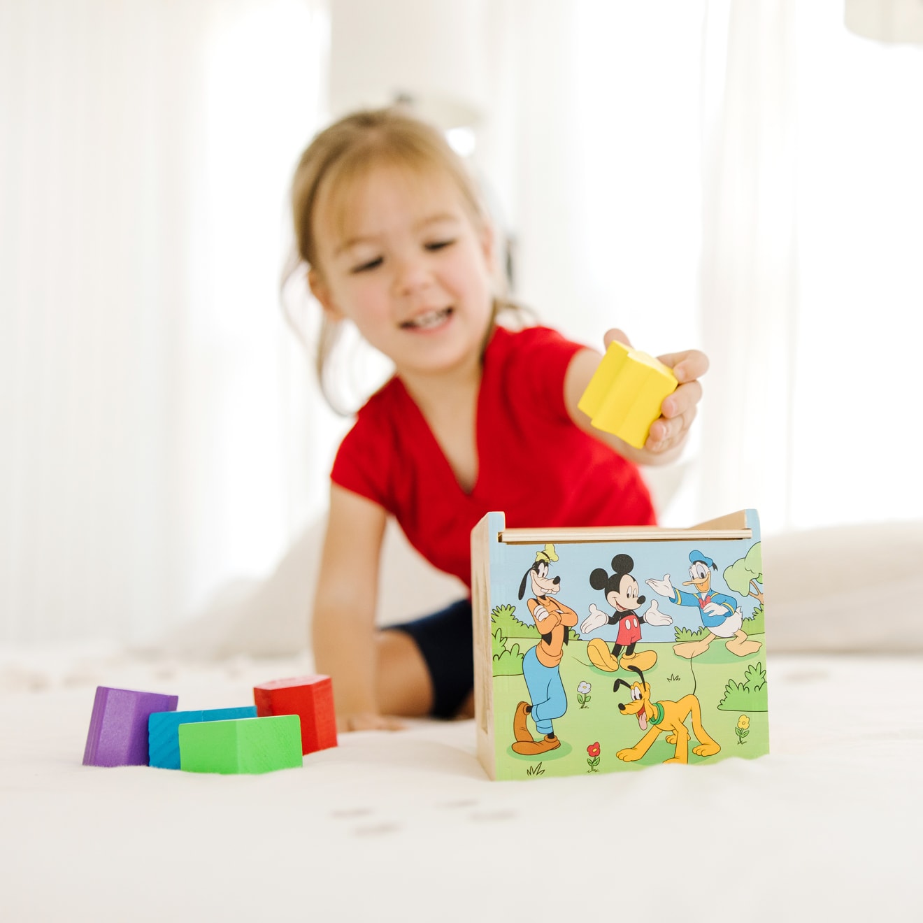 Disney Mickey Mouse & Friends Wooden Shape Sorting Cube - Image 7
