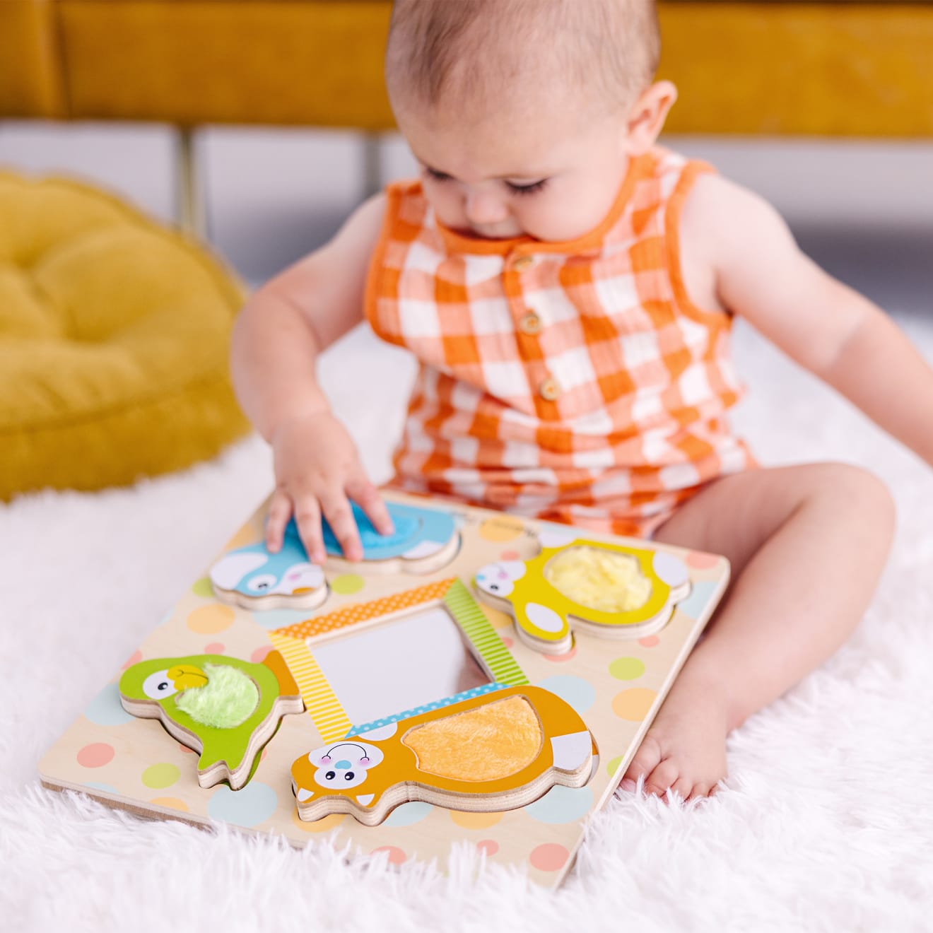 First Play Wooden Touch and Feel Puzzle Peek-a-Boo Pets With Mirror - Image 8