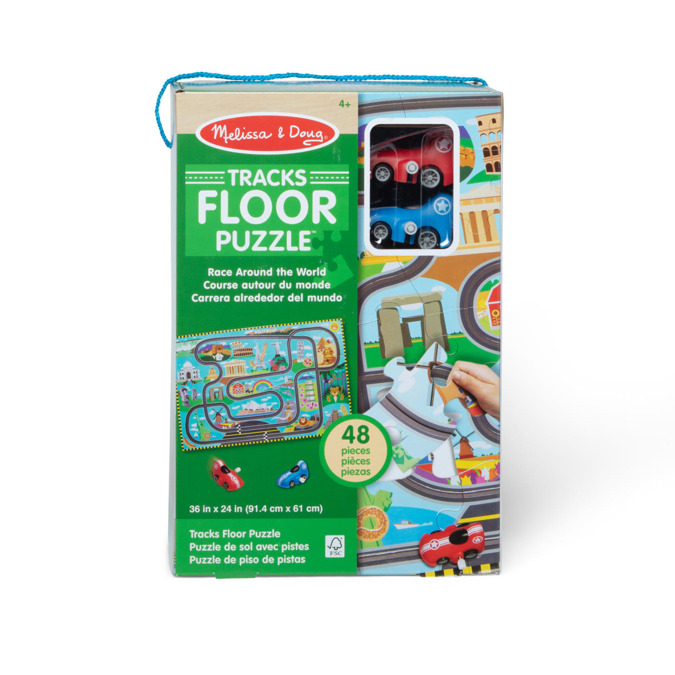 Race Around the World Tracks Floor Puzzle - 48 Pieces - Image 3