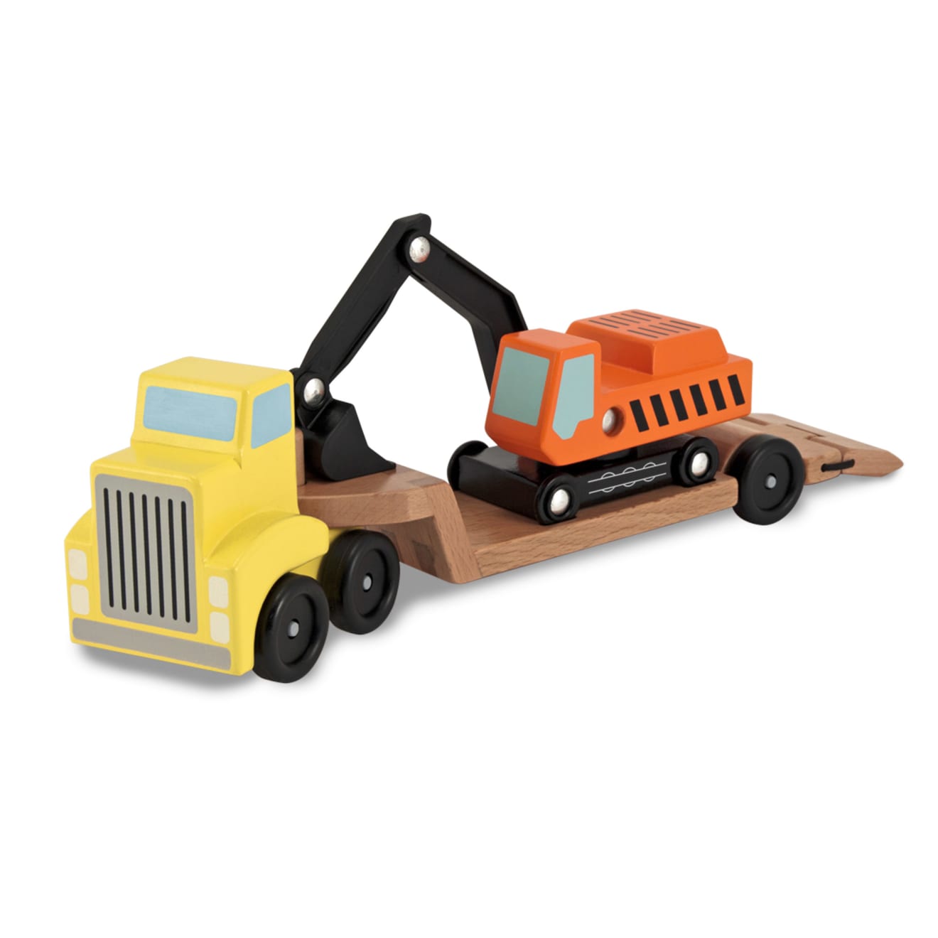 Trailer & Excavator Wooden Vehicles Play Set - Image 4