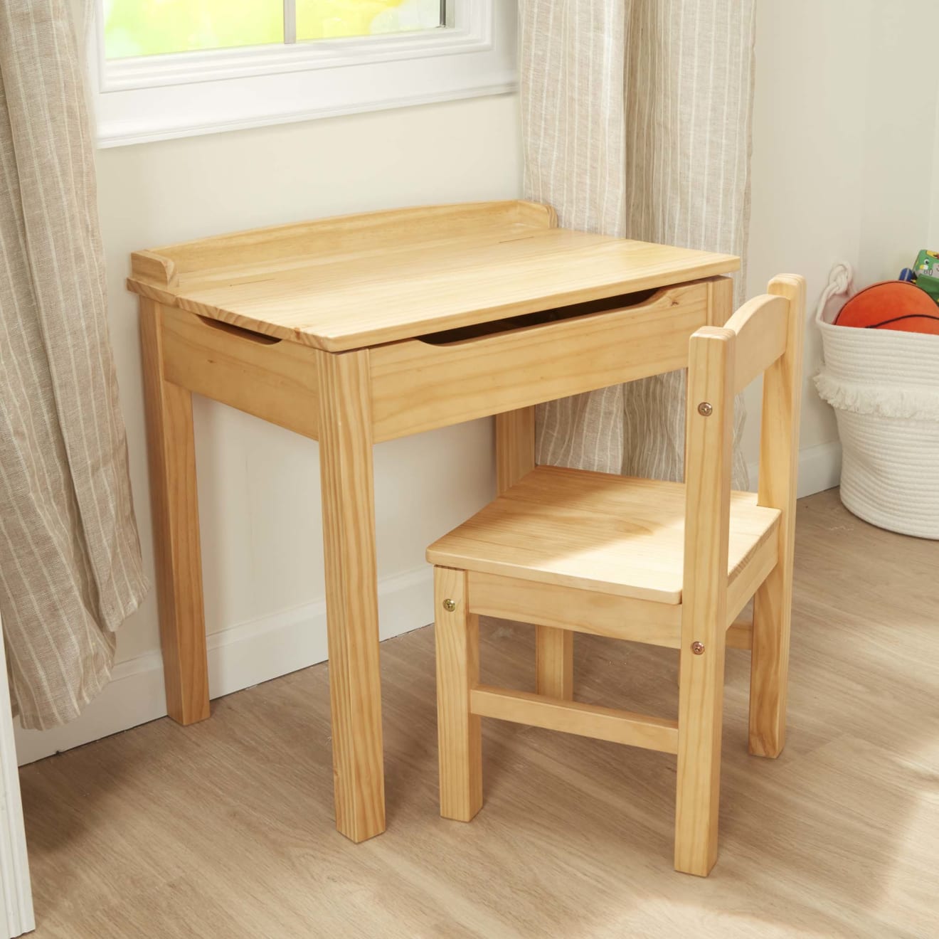 Child's Lift-Top Desk & Chair - Honey - Image 9