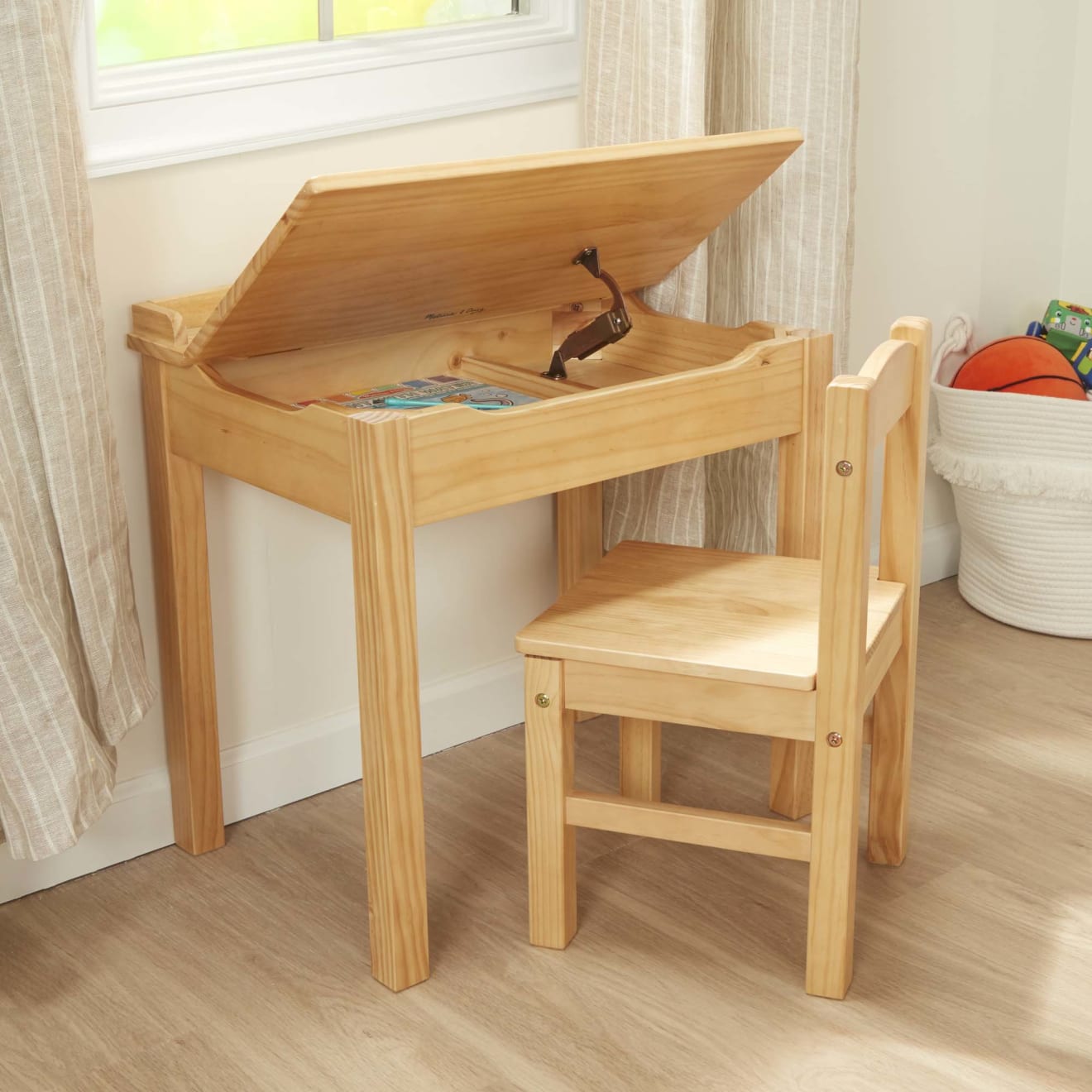 Child's Lift-Top Desk & Chair - Honey - Image 5