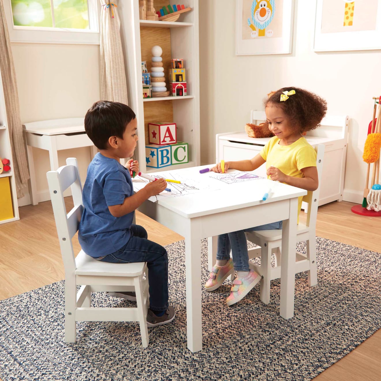 Wooden Table & Chairs - White - Image 2