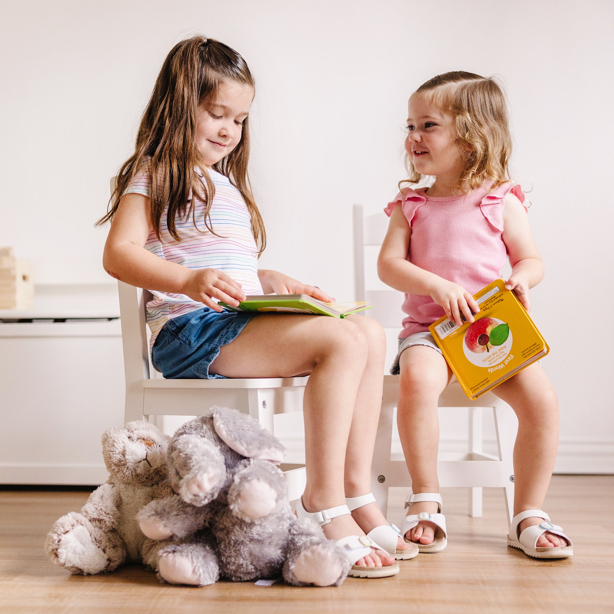 Wooden Chair Pair - White - Image 7