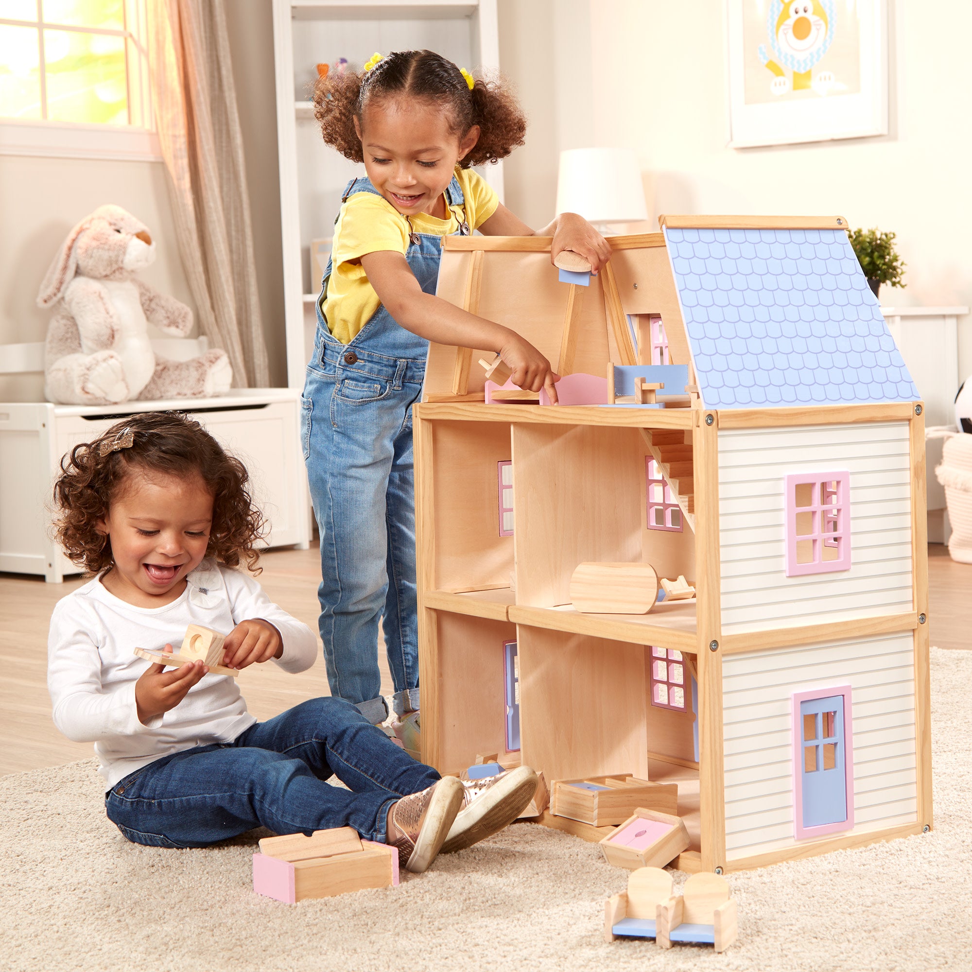 Wooden Multi-Level Dollhouse - Image 5