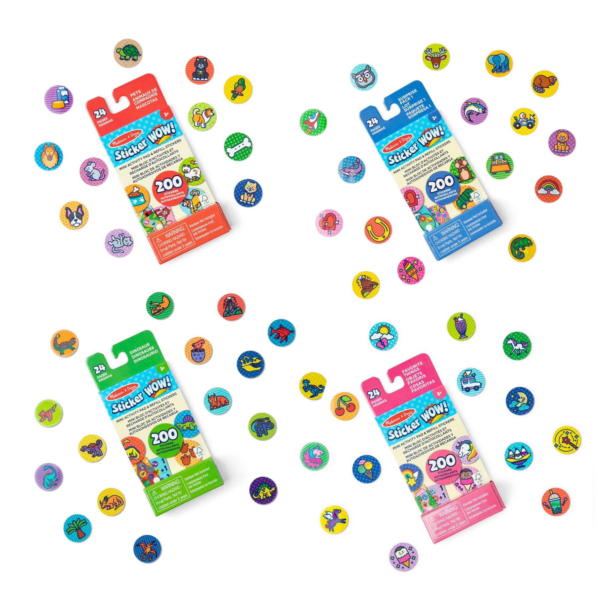 Sticker WOW!? Mini Activity Pad and Refill Stickers 4-Pack (Dinosaur. Pets. Favorite Things. Surprise Pack 1) - Stamper Not Included - Image 3
