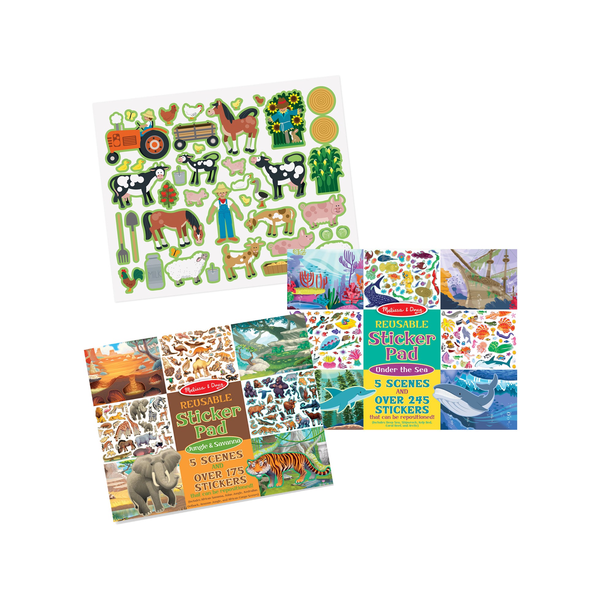 Reusable Sticker Pad 3-Pack: Jungle. Farm. Under the Sea - Image 3